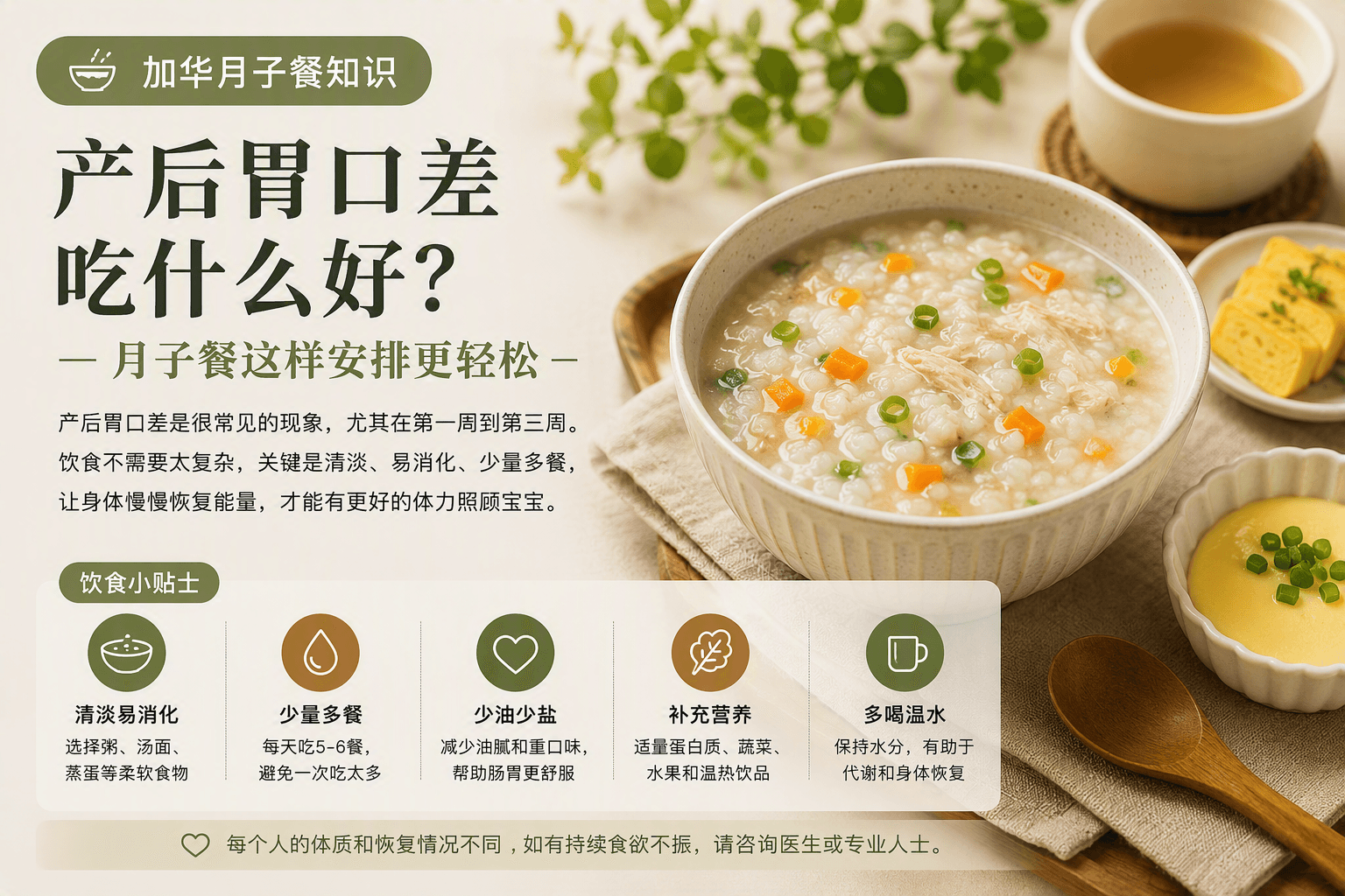 产后胃口不好怎么安排月子餐?