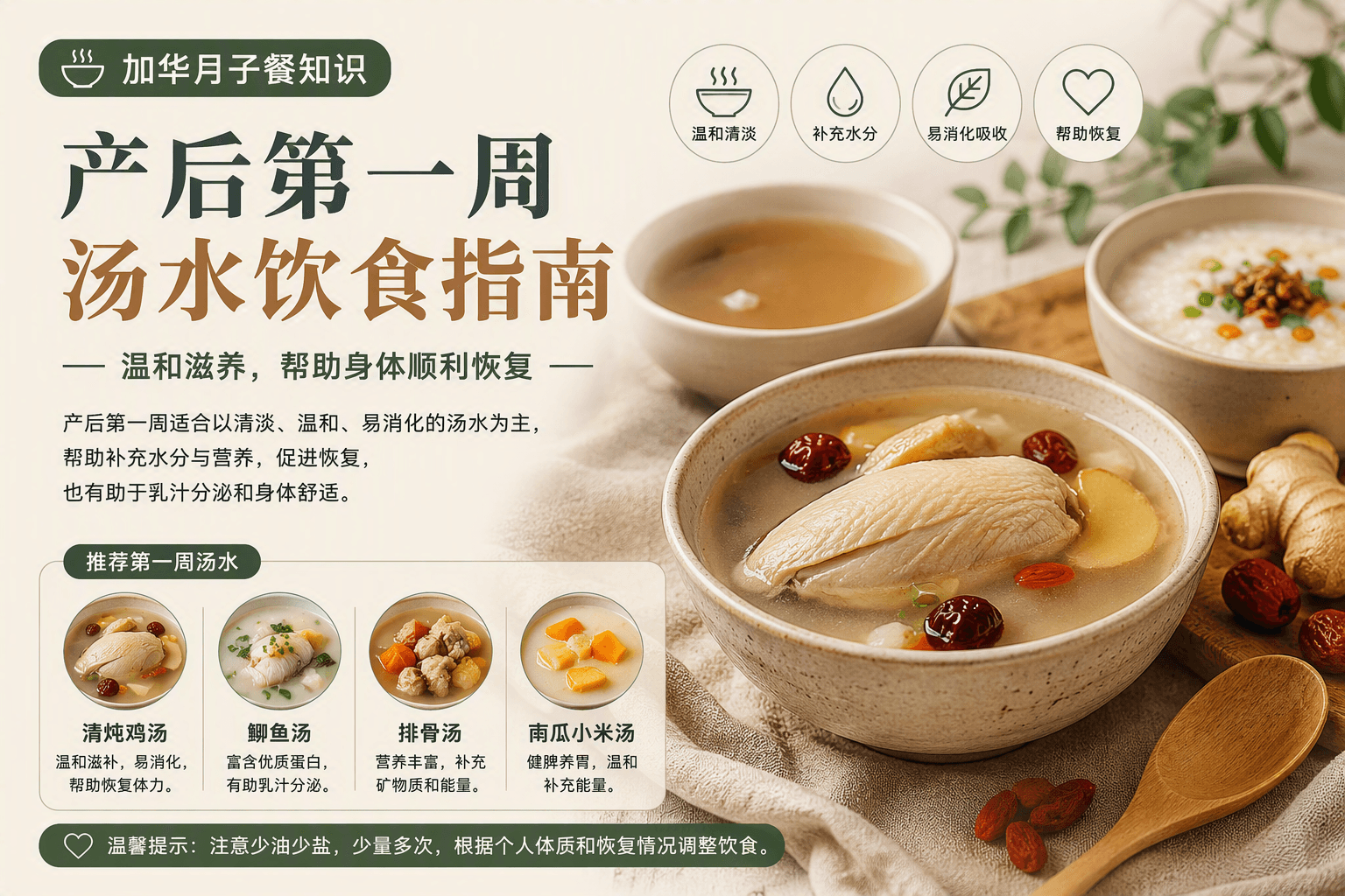 产后第一周汤品怎么安排?