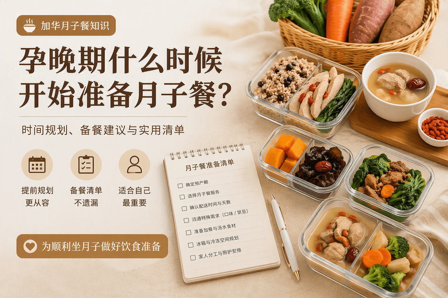 孕晚期什么时候开始准备月子餐?