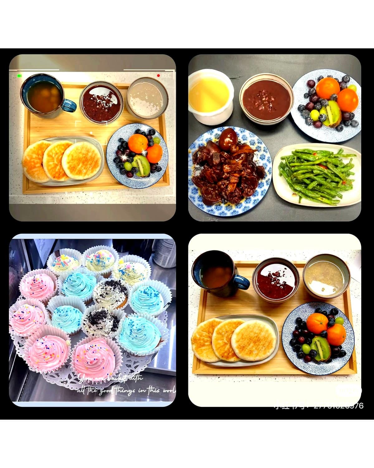Jiahua complete postpartum meal example with main dish, rice, soup, vegetables, fruit, and dessert